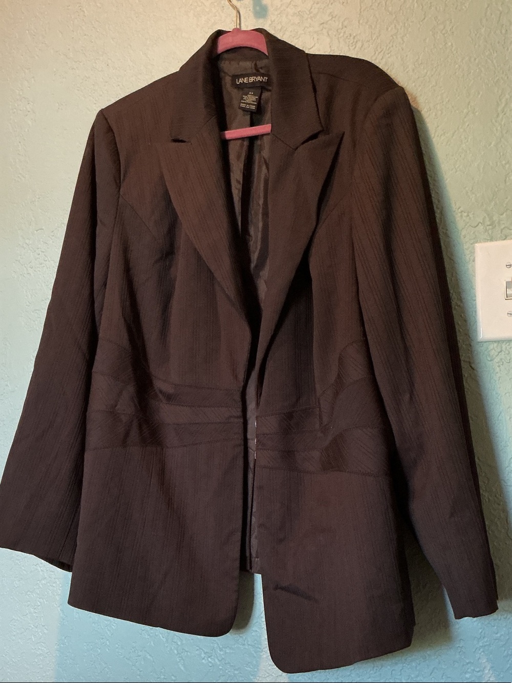 Lane Bryant Vintage 24 Chocolate DarkBrown Pinstripe Tailored Blazer Jacket plus